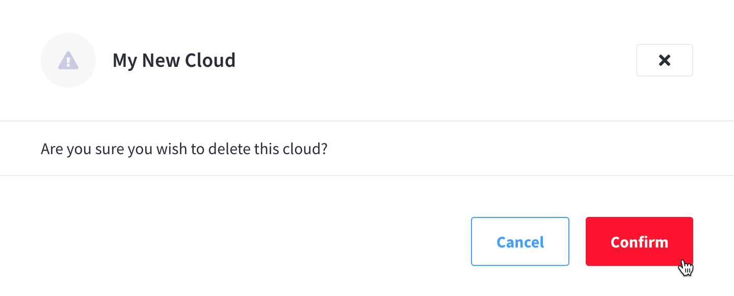 Prompt to confirm cloud deletion.