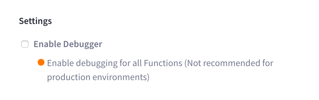 The 'Settings' area of the 'Advanced > Eventing' tab.