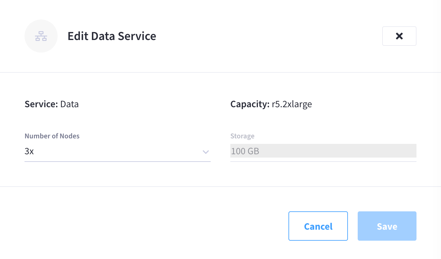 The 'Edit Data Service' slide-out menu.