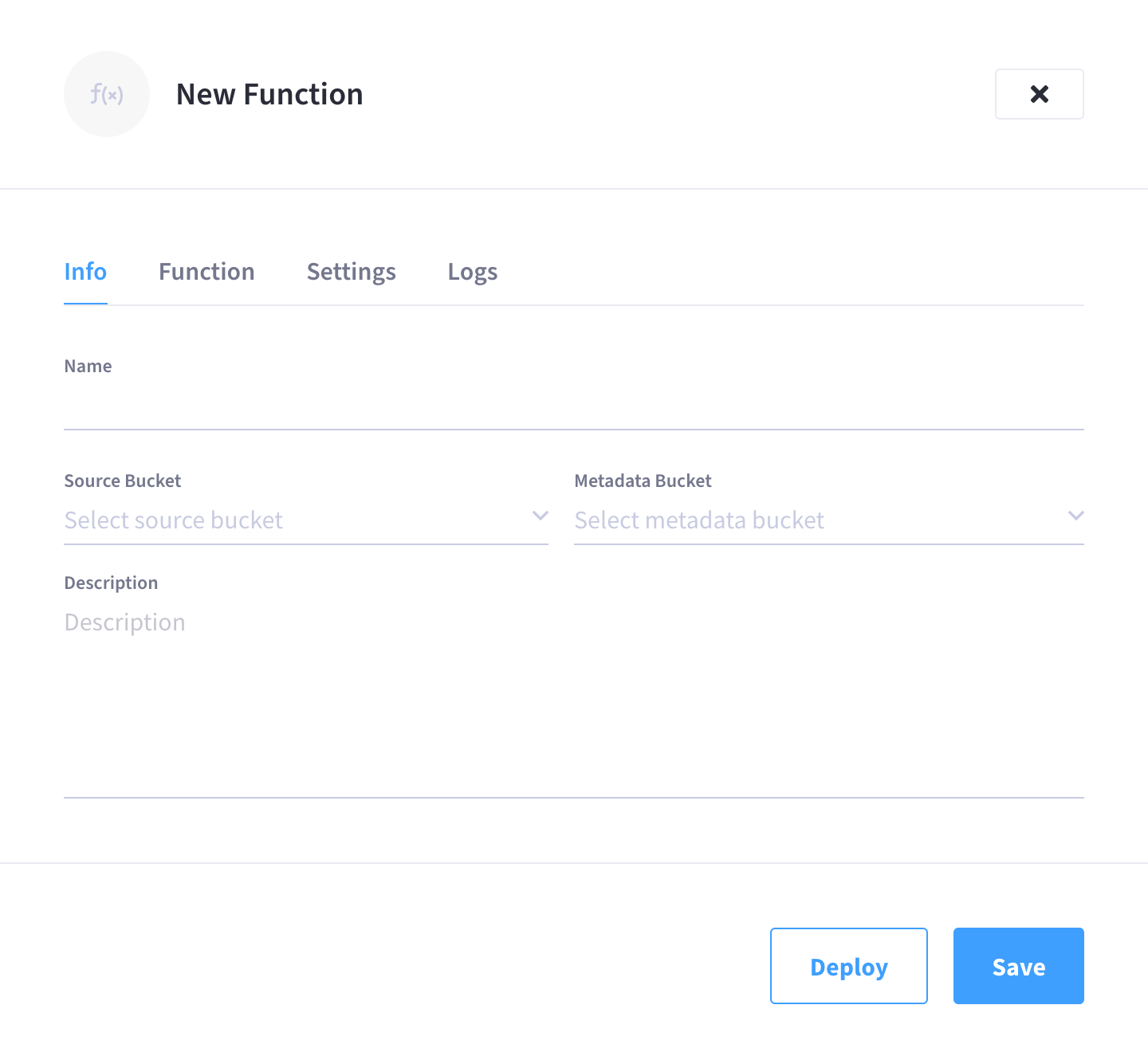 The 'New Function' fly-out menu.