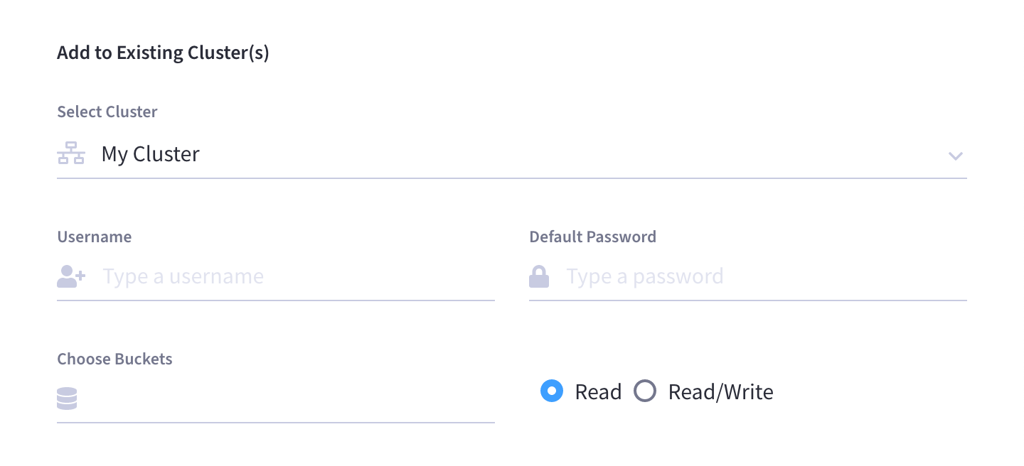 The 'Add to Existing Cluster(s)' section after a cluster has been selected, now showing additional configurable fields.