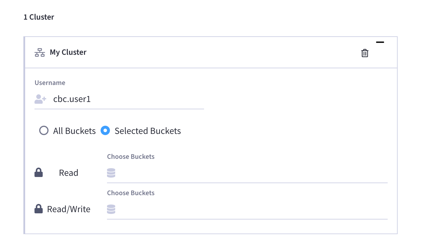 The 'Clusters' section of the user’s fly-out menu with one of the clusters expanded.